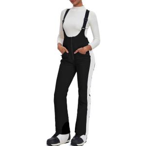 imageGS SNOWING Womens Snow Bibs Pants Insulated Waterproof Windproof Winter Ski Pants Snowboarding OverallsBlack