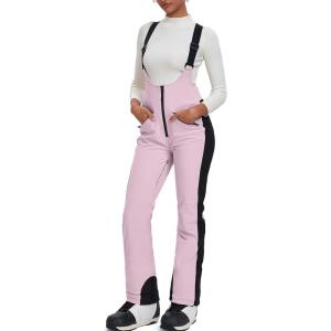 imageGS SNOWING Womens Snow Bibs Pants Insulated Waterproof Windproof Winter Ski Pants Snowboarding OverallsPink