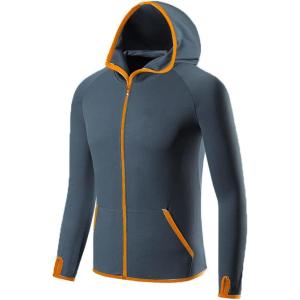 imageMens Long Sleeve Hoodie Zipper Jacket Sun Protection Quick Dry Lightweight Fishing Outdoor Hiking ShirtsBlack
