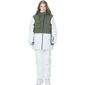 imageGS SNOWING Womens Ski Jackets and Bib Pants Set Warm Winter Snowboard SnowsuitC3white