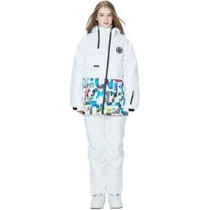 imageGS SNOWING Womens Ski Jackets and Bib Pants Set Warm Winter Snowboard SnowsuitC4white