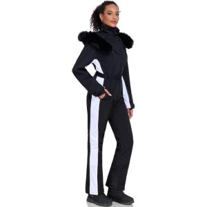 imageGS SNOWING Womens Ski Suit One Piece Snowsuits Insulated Waterproof Windproof Slim Winter Outdoor Onesies Ski Jumpsuit02blackwhite