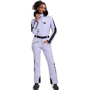 imageGS SNOWING Womens Ski Suit One Piece Snowsuits Insulated Waterproof Windproof Slim Winter Outdoor Onesies Ski JumpsuitPurple