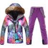 imageWomen Snowboard Suit Waterproof Windproof Ski Jacket and Pant02purple