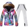 imageWomen Snowboard Suit Waterproof Windproof Ski Jacket and Pant02white