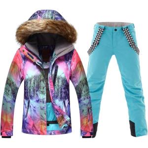imageWomen Snowboard Suit Waterproof Windproof Ski Jacket and Pant02blue