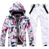 imageMens Jacket and Pants Set Insulated Waterproof Waterproof Snowboard Snowsuits for Snow Sport05white