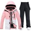 imageWomens Ski Jackets and Bib Pants Set Windproof Waterproof Insulated Snowsuit133pkwblack