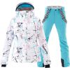 imageWomens Ski Jackets and Pants Set Windproof Waterproof Insulated Snowsuit Winter Warm Snowboarding Snow CoatBlue