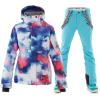 imageWomens Ski Jackets and Pants Set Windproof Waterproof Insulated Snowsuit Winter Warm Snowboarding Snow CoatBlue02