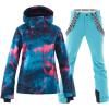 imageWomens Ski Jackets and Pants Set Windproof Waterproof Insulated Snowsuit Winter Warm Snowboarding Snow CoatBlue03