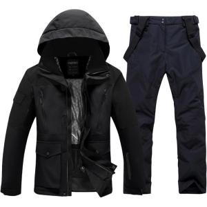 imageMens Jacket and Pants Set Insulated Waterproof Waterproof Snowboard Snowsuits for Snow Sport01abkblack