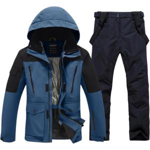 imageMens Jacket and Pants Set Insulated Waterproof Waterproof Snowboard Snowsuits for Snow Sport01bublack