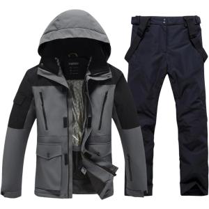 imageMens Jacket and Pants Set Insulated Waterproof Waterproof Snowboard Snowsuits for Snow Sport01gyblack