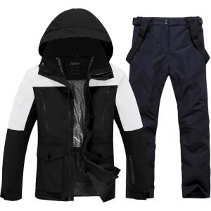 imageMens Jacket and Pants Set Insulated Waterproof Waterproof Snowboard Snowsuits for Snow Sport01heibblack