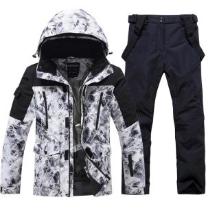 imageMens Jacket and Pants Set Insulated Waterproof Waterproof Snowboard Snowsuits for Snow Sport01huablack