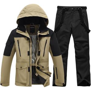 imageMens Jacket and Pants Set Insulated Waterproof Waterproof Snowboard Snowsuits for Snow Sport01kkblack