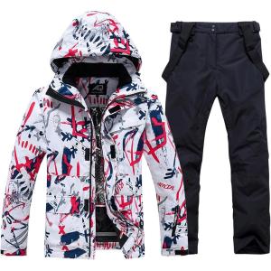 imageMens Jacket and Pants Set Insulated Waterproof Waterproof Snowboard Snowsuits for Snow Sport05black