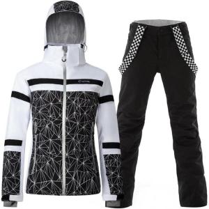 imageWomens Ski Jackets and Pants Set Windproof Waterproof Insulated Snowsuit Winter Warm Snowboarding Snow Coat002blackblack