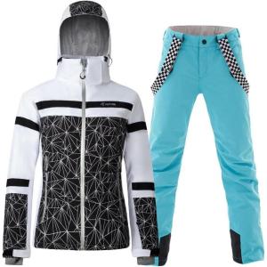 imageWomens Ski Jackets and Pants Set Windproof Waterproof Insulated Snowsuit Winter Warm Snowboarding Snow Coat002blackblue