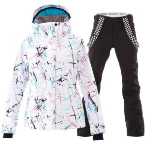 imageWomens Ski Jackets and Pants Set Windproof Waterproof Insulated Snowsuit Winter Warm Snowboarding Snow CoatBlack