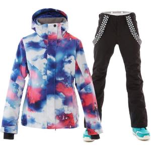 imageWomens Ski Jackets and Pants Set Windproof Waterproof Insulated Snowsuit Winter Warm Snowboarding Snow CoatBlack02