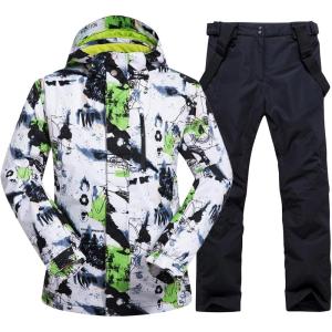 imageMens Winter Windproof Waterproof Snowsuit Snowboard Jacket and Ski Pants for Snow Sport02black