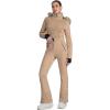 imageGS SNOWING Womens Ski Suit One Piece Snowsuit Winter Snow Snowboard Slim Insulated Jumpsuits Waterproof WindproofKhaki