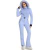 imageGS SNOWING Womens Ski Suit One Piece Snowsuit Winter Snow Snowboard Slim Insulated Jumpsuits Waterproof WindproofLight Blue