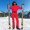 imageGS SNOWING Womens Ski Suit One Piece Snowsuits Snowboard Ski Outfit Faux Fur Collar Slim Jumpsuit Jacket Insulated WindproofRed