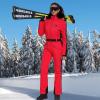 imageGS SNOWING Womens Ski Suit One Piece Snowsuits Snowboard Ski Outfit Faux Fur Collar Slim Jumpsuit Jacket Insulated WindproofRed