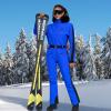 imageGS SNOWING Womens Ski Suit One Piece Snowsuits Snowboard Ski Outfit Faux Fur Collar Slim Jumpsuit Jacket Insulated WindproofRoyal Blue