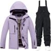 imageGS SNOWING Womens Ski Jackets and Pants Set Windproof Waterproof Snowboard Jacket Bibs Two Piece Ski Suits384pp1622bk