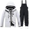 imageGS SNOWING Womens Ski Jackets and Pants Set Windproof Waterproof Snowboard Jacket Bibs Two Piece Ski Suits384wt1622bk