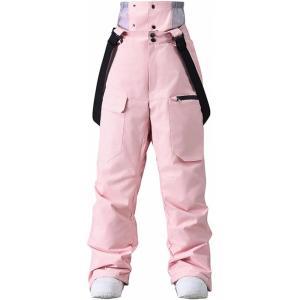 imageGS SNOWING Women Baggy Ski Pants Men Snow Bibs Snowboard Overall Insulated Windproof Waterproof for Winter Outdoor SportsPink