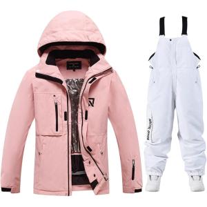 imageGS SNOWING Womens Ski Jackets and Pants Set Windproof Waterproof Snowboard Jacket Bibs Two Piece Ski Suits384pk1622wt
