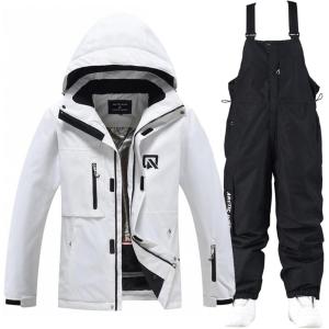 imageGS SNOWING Womens Ski Jackets and Pants Set Windproof Waterproof Snowboard Jacket Bibs Two Piece Ski Suits384wt1622bk