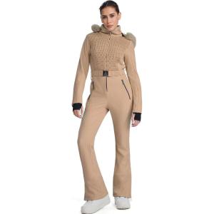 imageGS SNOWING Womens Ski Suit One Piece Snowsuit Winter Snow Snowboard Slim Insulated Jumpsuits Waterproof WindproofKhaki