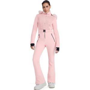imageGS SNOWING Womens Ski Suit One Piece Snowsuit Winter Snow Snowboard Slim Insulated Jumpsuits Waterproof WindproofPink
