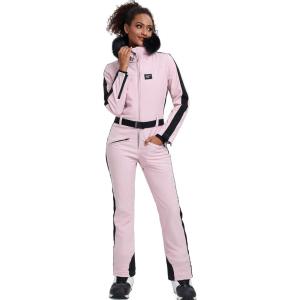 imageGS SNOWING Womens Ski Suit One Piece Snowsuits Snowboard Ski Outfit Faux Fur Collar Slim Jumpsuit Jacket Insulated WindproofPink