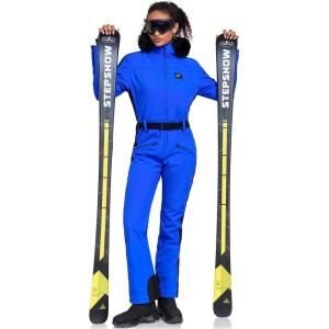 imageGS SNOWING Womens Ski Suit One Piece Snowsuits Snowboard Ski Outfit Faux Fur Collar Slim Jumpsuit Jacket Insulated WindproofRoyal Blue