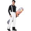 imageGS SNOWING Mens Snow Insulated Pants Winter Warm Ski Pant Outdoor Waterproof Snowboard Bibs with SuspendersWhite