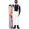 imageGS SNOWING Mens Snow Insulated Pants Winter Warm Ski Pant Outdoor Waterproof Snowboard Bibs with SuspendersWhite