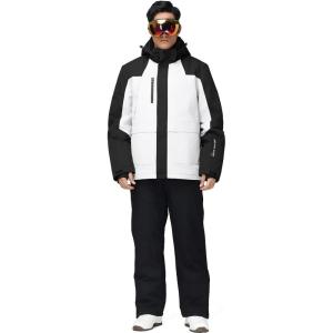 imageMens Ski Jacket and Pants Set Insulated Waterproof Waterproof Snow Suit Winter Outdoor Warm SnowsuitsBkwtblack