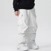 imageGS SNOWING Women Men Snow Pants Baggy Snowboard Panst Insulated Waterproof Windproof Loose Ski Sport for CouplesWhite