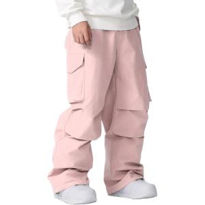 imageGS SNOWING Women Men Snow Pants Baggy Snowboard Panst Insulated Waterproof Windproof Loose Ski Sport for CouplesPink