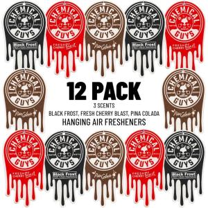 imageChemical Guys Hanging Air Freshener Variety Scent Pack 12 Pack Great for Cars Trucks SUVs RVs Home Garage Workspace Dorm Room ampamp More 4 x 3 Packs Black Frost Cherry Pina Colada  AIR40404Variety