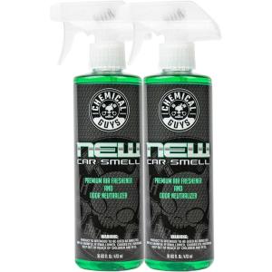 imageChemical Guys AIR10116 New Car Smell Premium Air Freshener and Odor Eliminator LongLasting Scent Great for Cars Trucks SUVs RVs ampamp More 16 fl oz8 Fl Oz Pack of 2