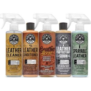 imageChemical Guys HOL113 Leather Lovers Kit for Leather Car Interiors Furniture Apparel Shoes Sneakers Boots Works on Natural Synthetic Pleather Faux Leather and More 5 Items 16 oz Black16 oz