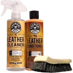 imageChemical Guys SPI10916 Leather Cleaner and Leather Conditioner Kit for Use on Leather Apparel Furniture Car Interiors Shoes Boots Bags ampamp More 2  16 fl oz Bottles16 Fl Oz KIT  BRUSH
